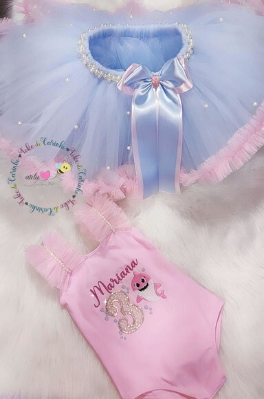 Fantasia baby Shark Tamanho 1 ou 2 Anos