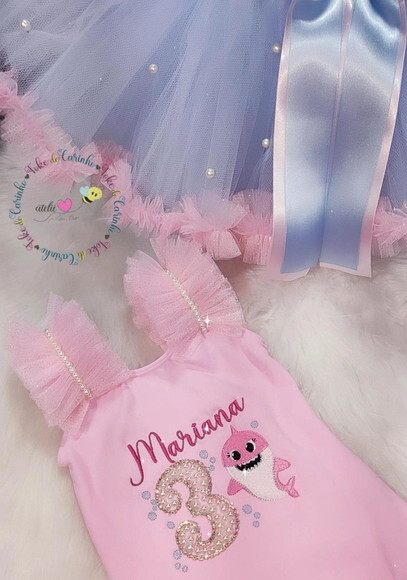 Fantasia baby Shark Tamanho 1 ou 2 Anos