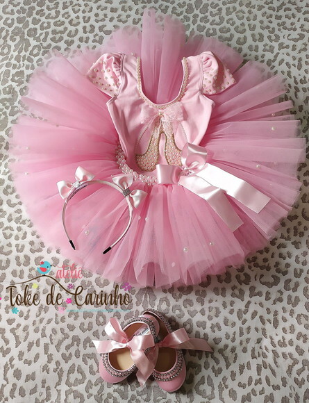 Fantasia bailarina Luxo Completa. Tamanho 1 ou 2 Anos