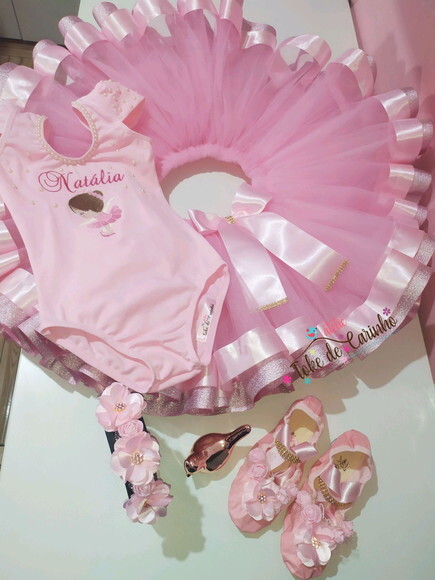 Fantasia bailarina Luxo Completa. Tamanho 1 ou 2 Anos.