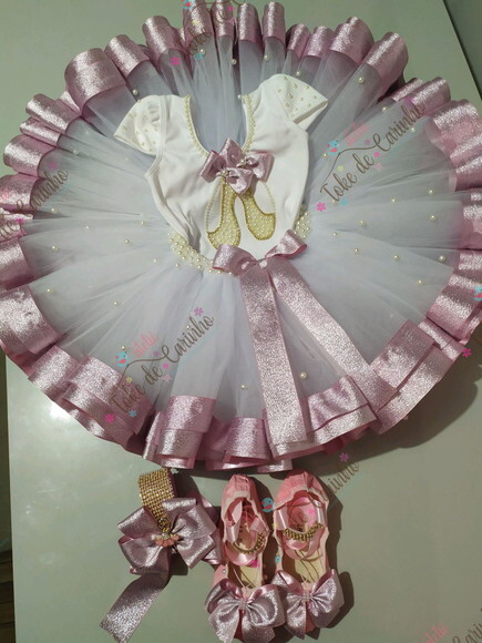 Fantasia bailarina Luxo Completa. Tamanho 1 ou 2 Anos.