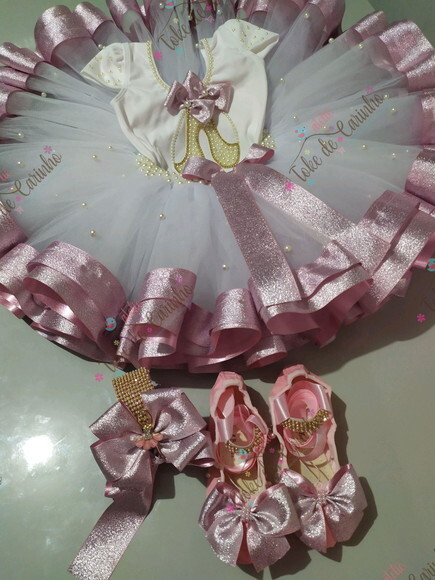 Fantasia bailarina Luxo Completa. Tamanho 1 ou 2 Anos.
