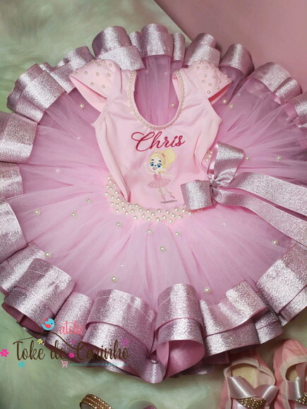 Fantasia Bailarina Luxo Completa. Tamanho 1ou 2 anos.