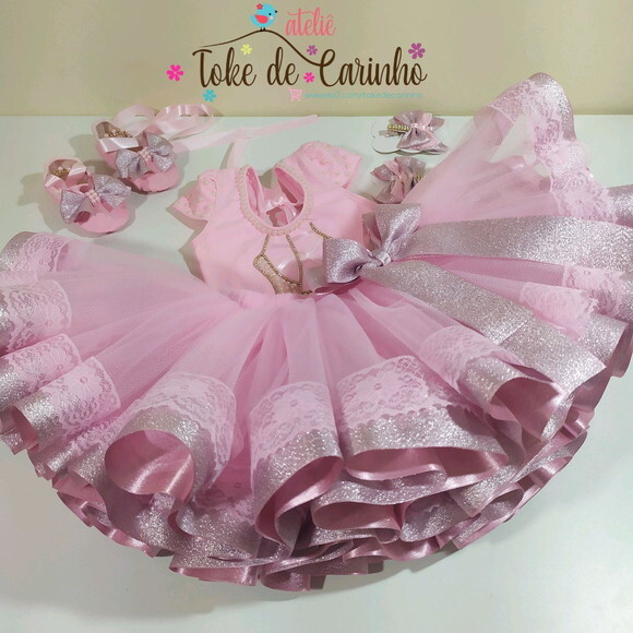 Fantasia bailarina Luxo Completa. Tamanho 3 até 6 Anos.
