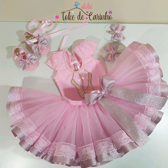 Fantasia bailarina Luxo Completa. Tamanho 3 até 6 Anos.