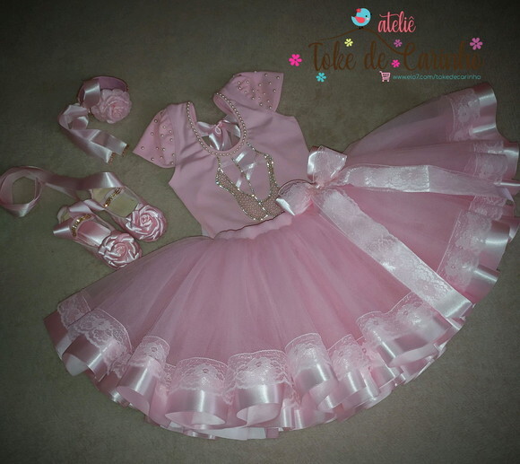 Fantasia bailarina Luxo. Tamanho 1 ou 2 Anos.