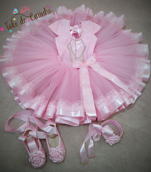Fantasia bailarina Luxo. Tamanho 1 ou 2 Anos.