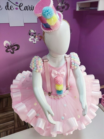 Fantasia circo/palhaçinha Completa. Tamanho 1 até 3 Anos.