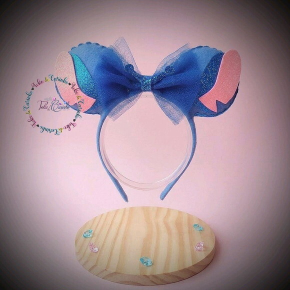 Fantasia stitch com Tiara ou Laço. Tamanho 3 até 6 Anos.