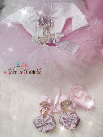 Fantasia Bailarina + Sapatilha. Tamanho 1 ou 2 anos.