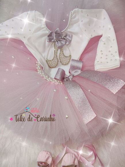Fantasia Bailarina + Sapatilha. Tamanho 1 ou 2 anos.