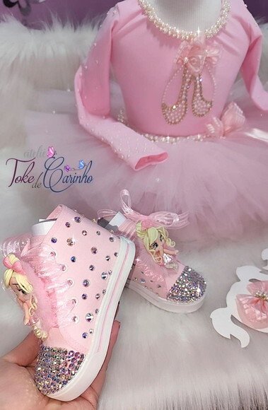 Fantasia Bailarina + Tênis. Tamanho 1 ou 2 Anos.