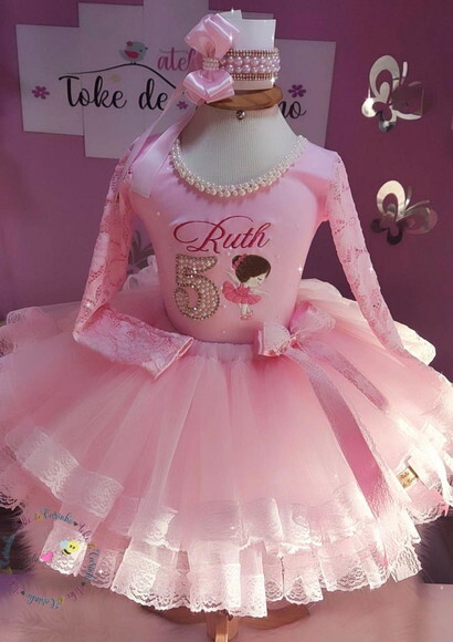 Fantasia Bailarina Completa 5 Peças. Tamanho 1 ou 2 Anos.