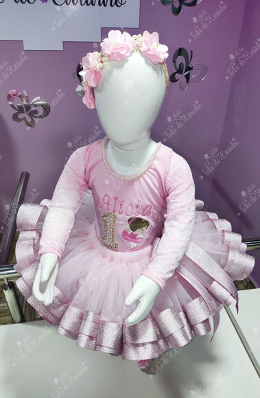Fantasia Bailarina Completa 5 Peças. Tamanho 1 ou 2 Anos.