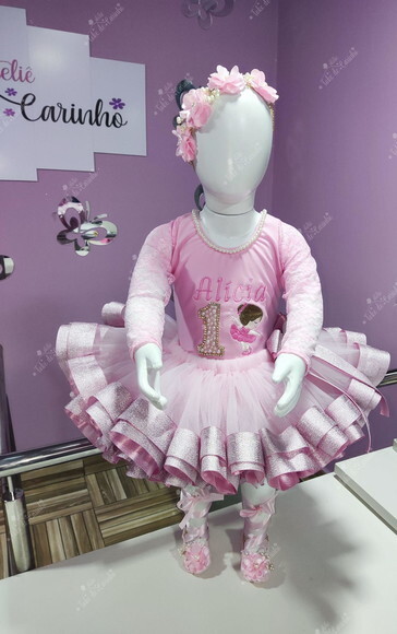 Fantasia Bailarina Completa 5 Peças. Tamanho 1 ou 2 Anos.