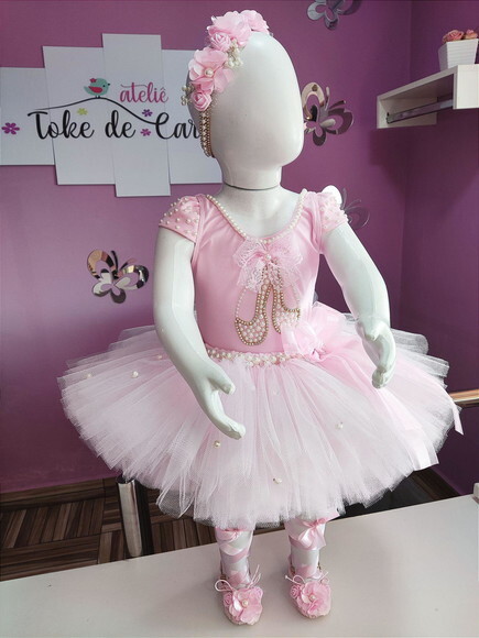 Fantasia Bailarina Completa 5 Peças. Tamanho 3 até 6 Anos.
