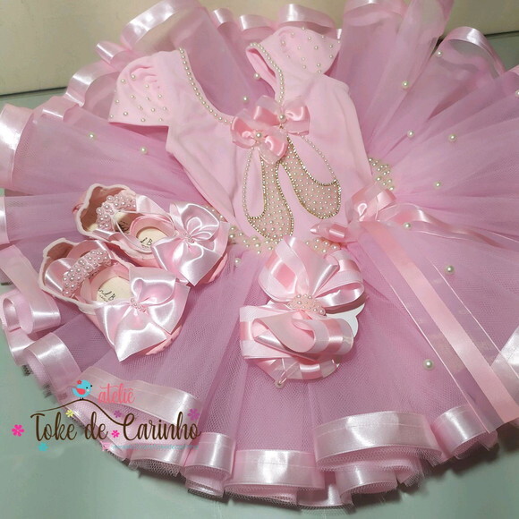Fantasia Infantil bailarina Completa. Tamanho 1 ou 2 Anos.