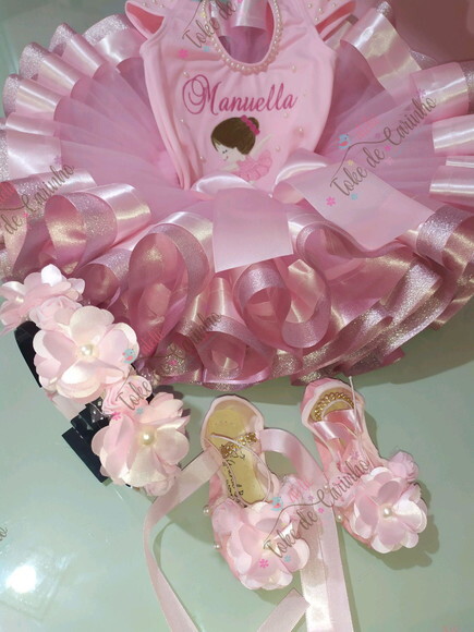 Fantasia Infantil Completa bailarina. Tamanho 1 ou 2 .
