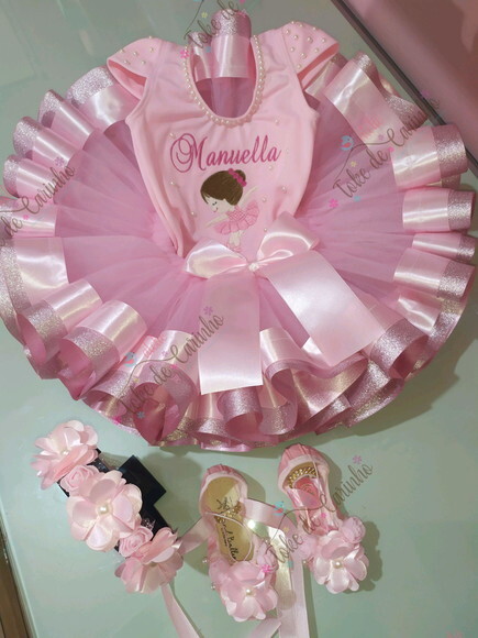 Fantasia Infantil Completa bailarina. Tamanho 1 ou 2 .
