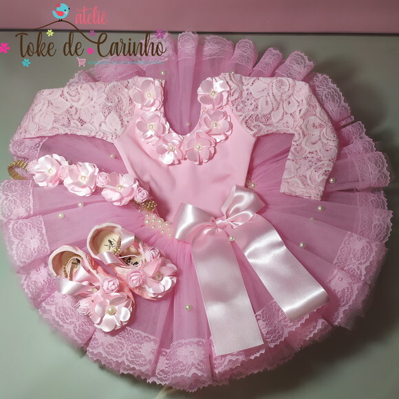 Fantasia Infantil Completa bailarina. Tamanho 1 ou 2 Anos.