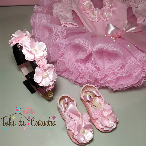 Fantasia Infantil Completa bailarina. Tamanho 1 ou 2 Anos.
