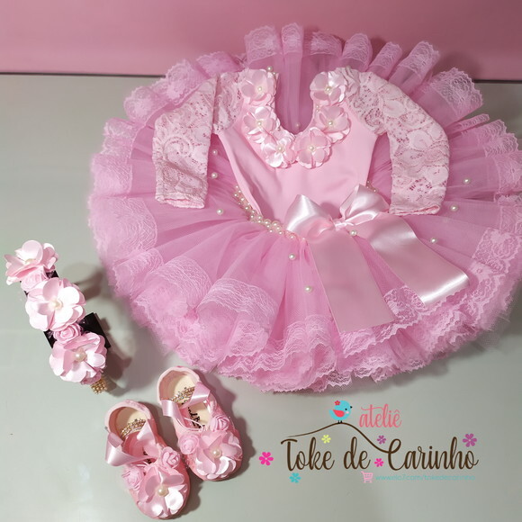 Fantasia Infantil Completa bailarina. Tamanho 1 ou 2 Anos.