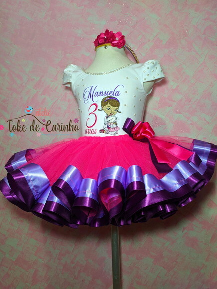 Fantasia infantil tema Doutora Brinquedo. Tamanho 1 a 4.