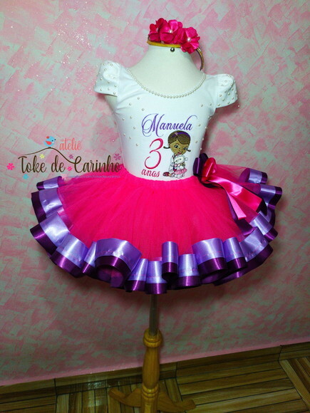 Fantasia infantil tema Doutora Brinquedo. Tamanho 1 a 4.