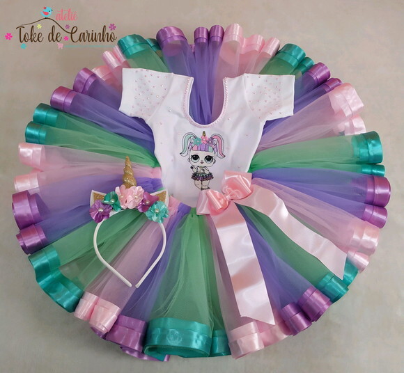 Fantasia Lol Unicórnio Luxo. Tamanho 1 ou 2 Anos.