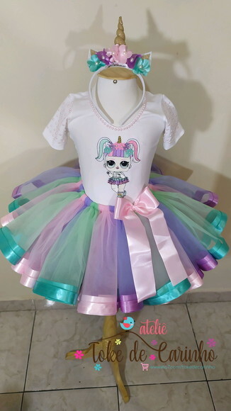 Fantasia Lol Unicórnio Luxo. Tamanho 4 ou 6.