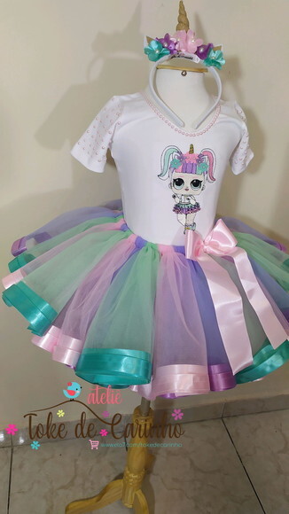 Fantasia Lol Unicórnio Luxo. Tamanho 4 ou 6.