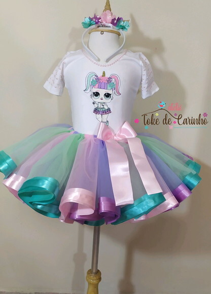 Fantasia Lol Unicórnio Luxo. Tamanho 4 ou 6.