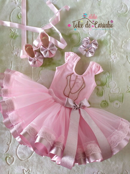 Fantasia Luxo bailarina 5 Peças. Tamanho 1 ou 2 Anos.