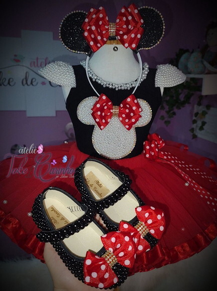 Fantasia Minnie + Sapatilha. Tamanho 4 ou 6 Anos
