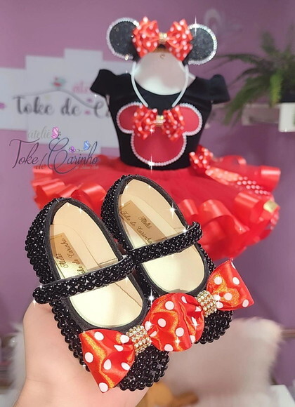 Fantasia Minnie + Sapatilha. Tamanho 4 ou 6 Anos