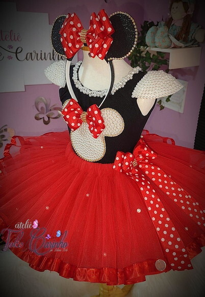 Fantasia Minnie + Sapatilha. Tamanho 4 ou 6 Anos