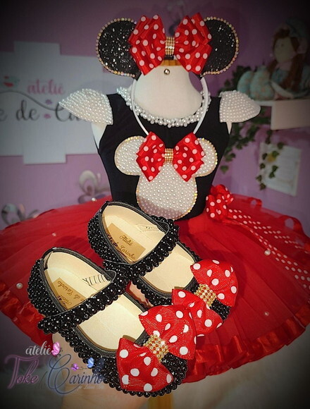 Fantasia Minnie + Sapatilha. Tamanho 4 ou 6 Anos