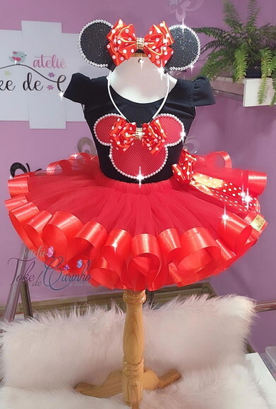 Fantasia Minnie + Sapatilha. Tamanho 4 ou 6 Anos