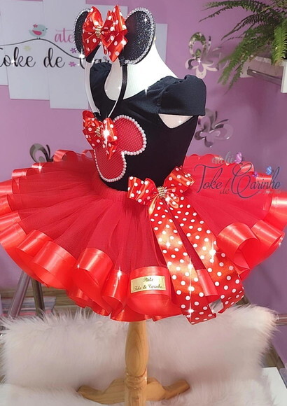 Fantasia Minnie + Sapatilha. Tamanho 4 ou 6 Anos