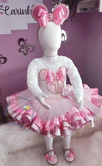Fantasia Minnie Luxo Completa. Tamanho 1 ou 2 Anos
