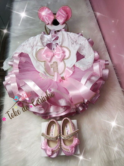 Fantasia Minnie Luxo Completa. Tamanho 1 ou 2 Anos