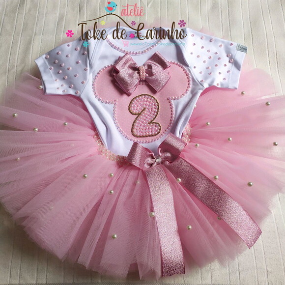 Fantasia Minnie Luxo. Tamanho 1 ano.