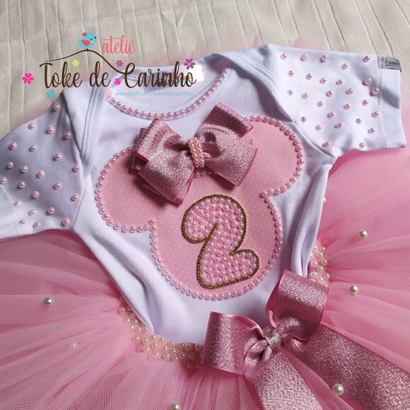 Fantasia Minnie Luxo. Tamanho 1 ano.