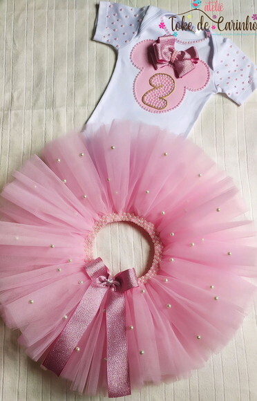 Fantasia Minnie Luxo. Tamanho 1 ano.