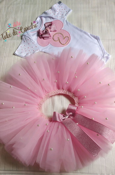 Fantasia Minnie Luxo. Tamanho 1 ano.