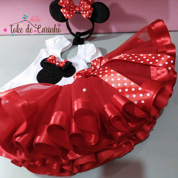 Fantasia Minnie Luxo. Tamanho 1 ou 2 Anos.