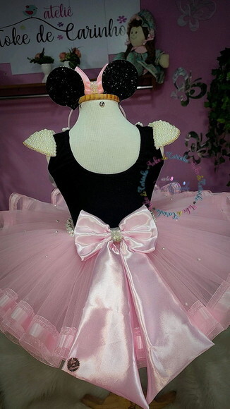 Fantasia Minnie Luxo. Tamanho 3 a 6 Anos.