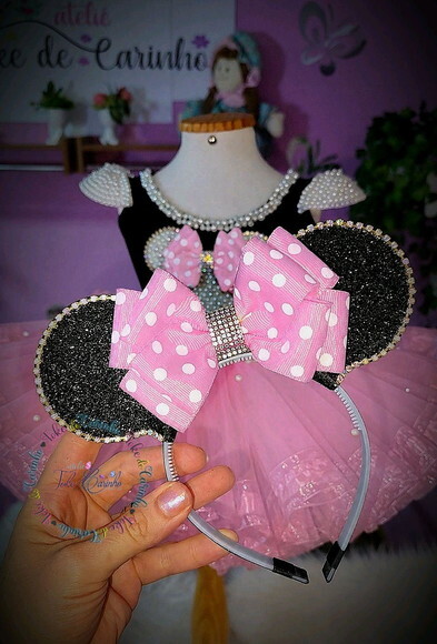 Fantasia Minnie Luxo. Tamanho 3 a 6 Anos.