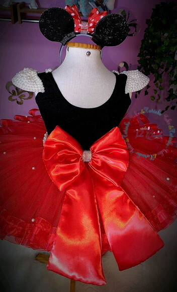 Fantasia Minnie Luxo. Tamanho 3 a 6 Anos.