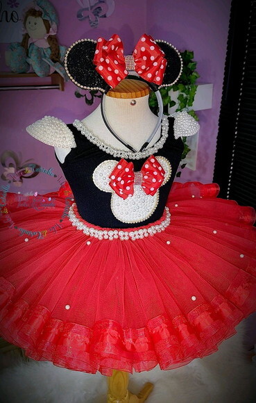 Fantasia Minnie Luxo. Tamanho 3 a 6 Anos.